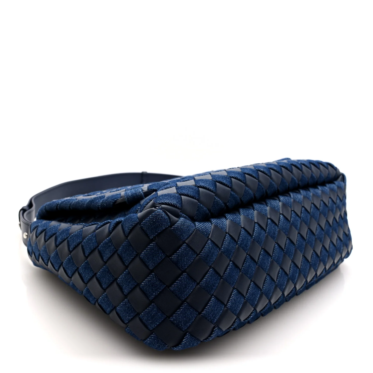 Denim Nappa Intrecciato Padded Messenger Abyss Indigo - Image 4