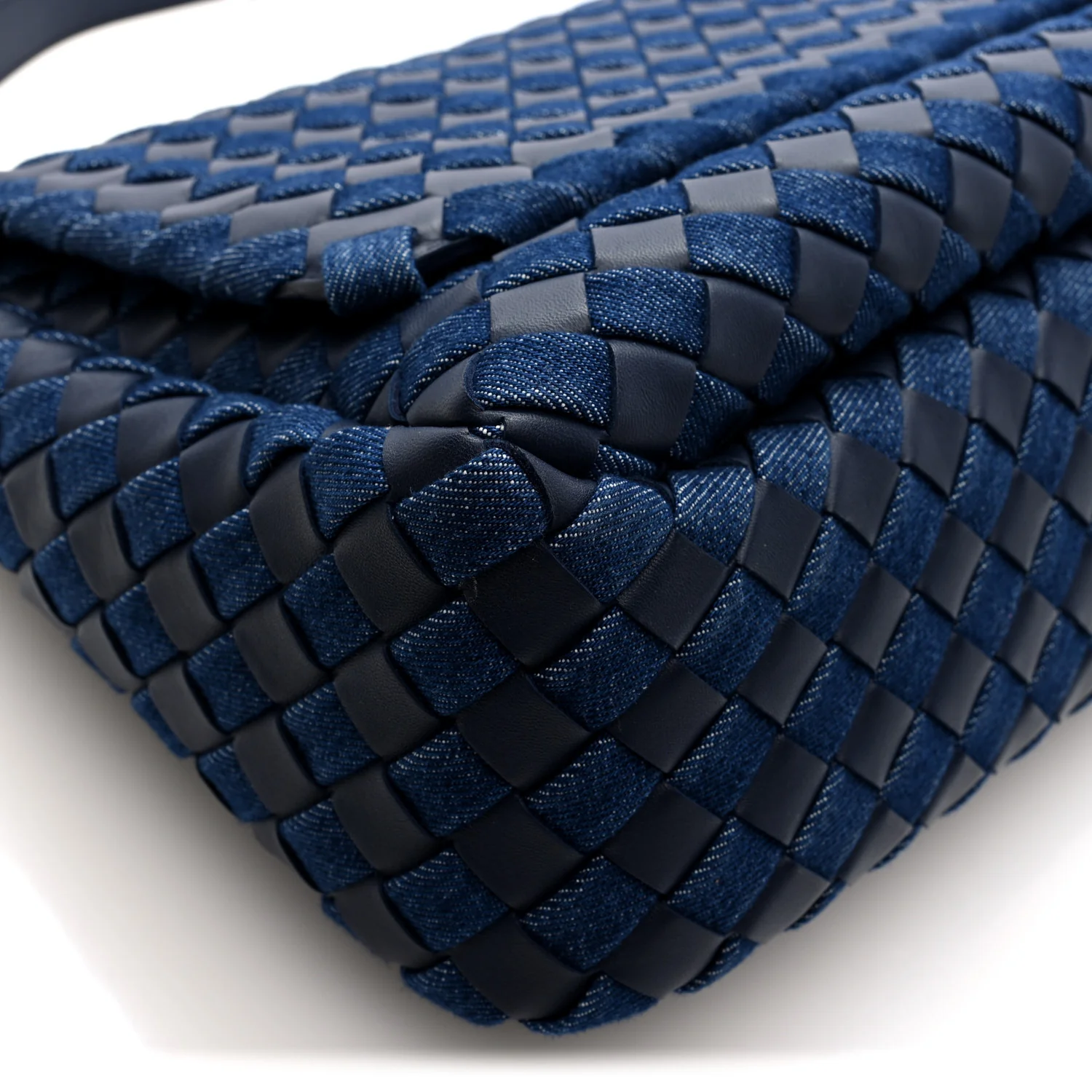 Denim Nappa Intrecciato Padded Messenger Abyss Indigo - Image 8