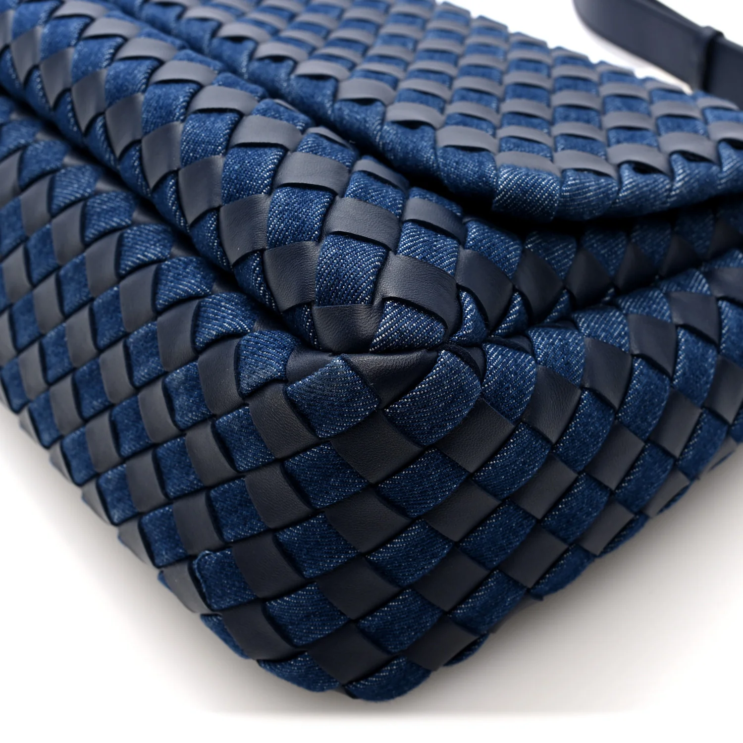 Denim Nappa Intrecciato Padded Messenger Abyss Indigo - Image 9