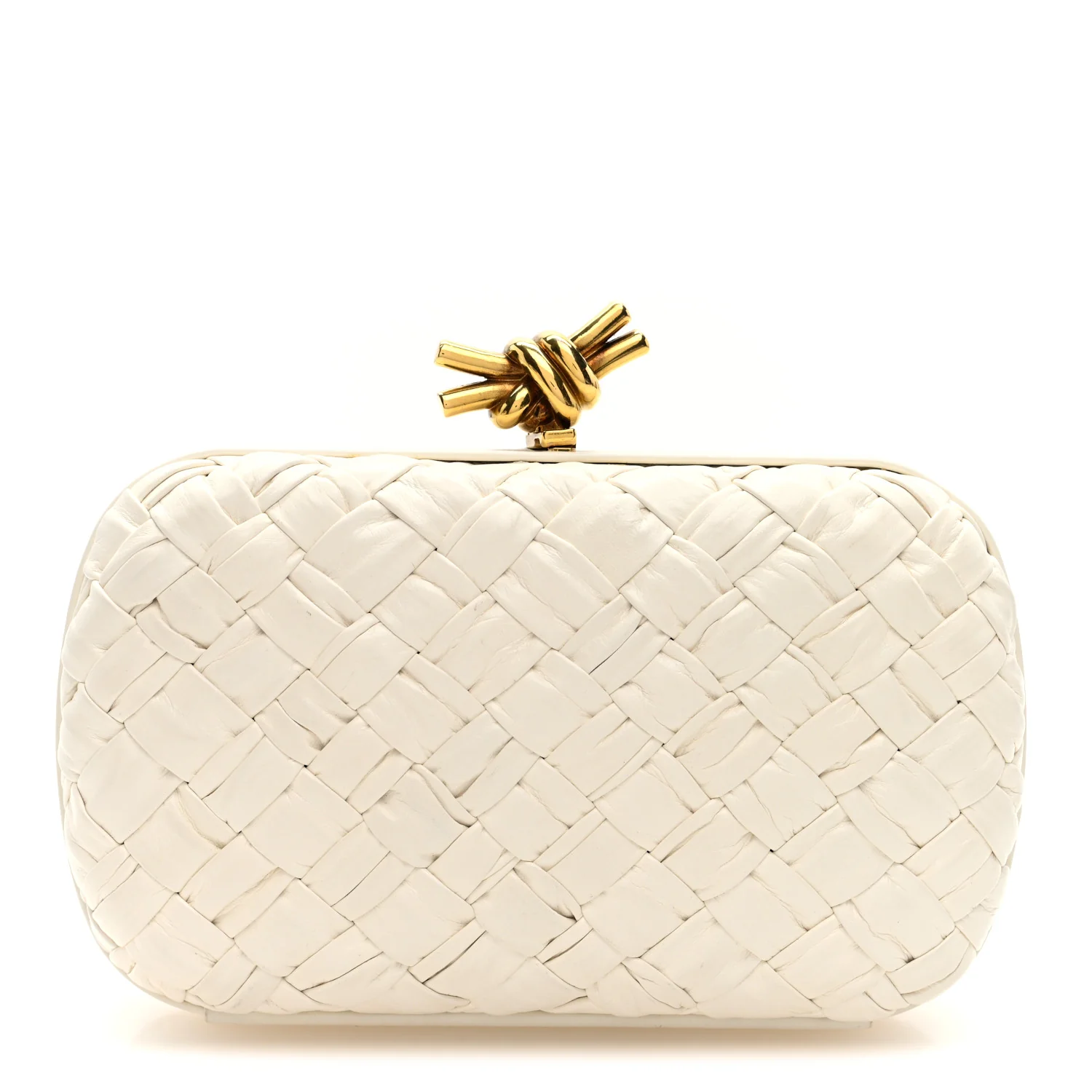 Foulard Intrecciato Minaudiere Knot Clutch Bone