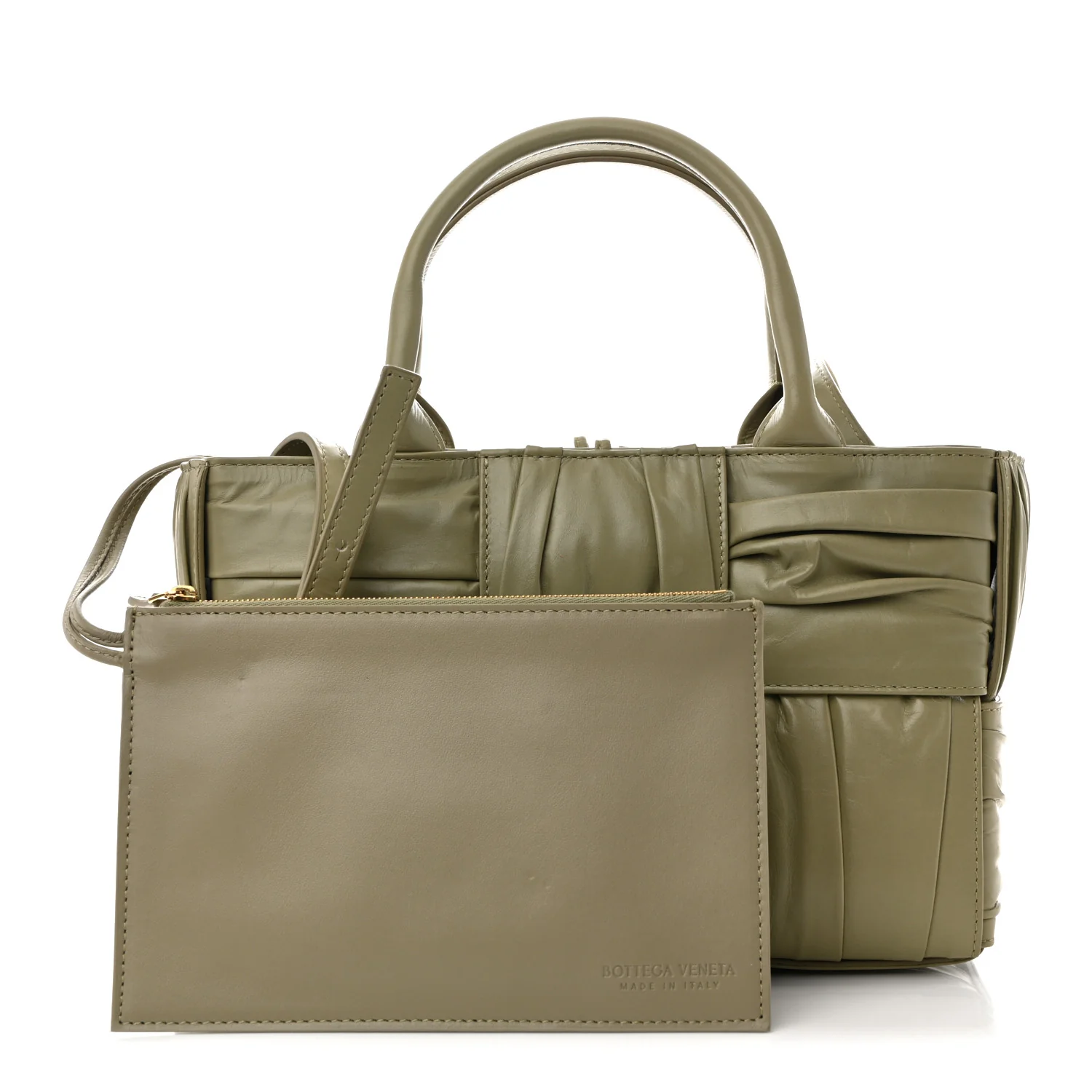 Foulard Intrecciato Pleated Arco Tote Travertine - Image 3