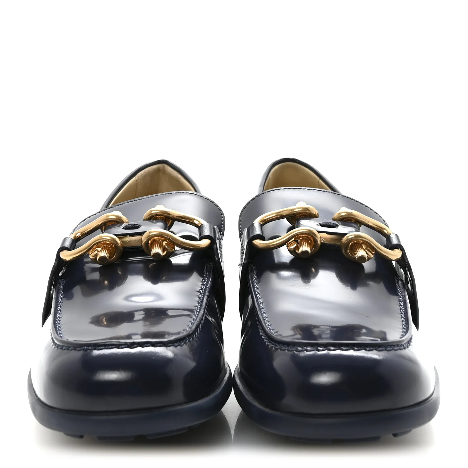 Glossy Calfskin Monsieur Loafers 37.5 Navy Blue - Image 3