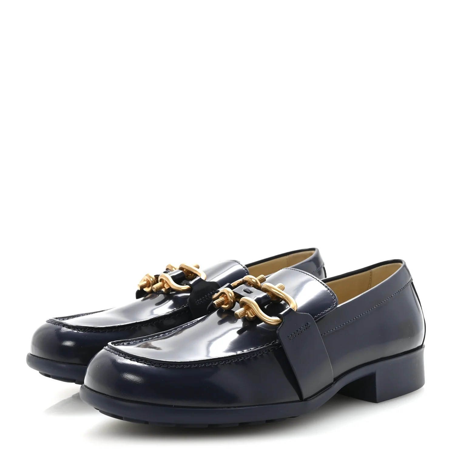 Glossy Calfskin Monsieur Loafers 37.5 Navy Blue - Image 4