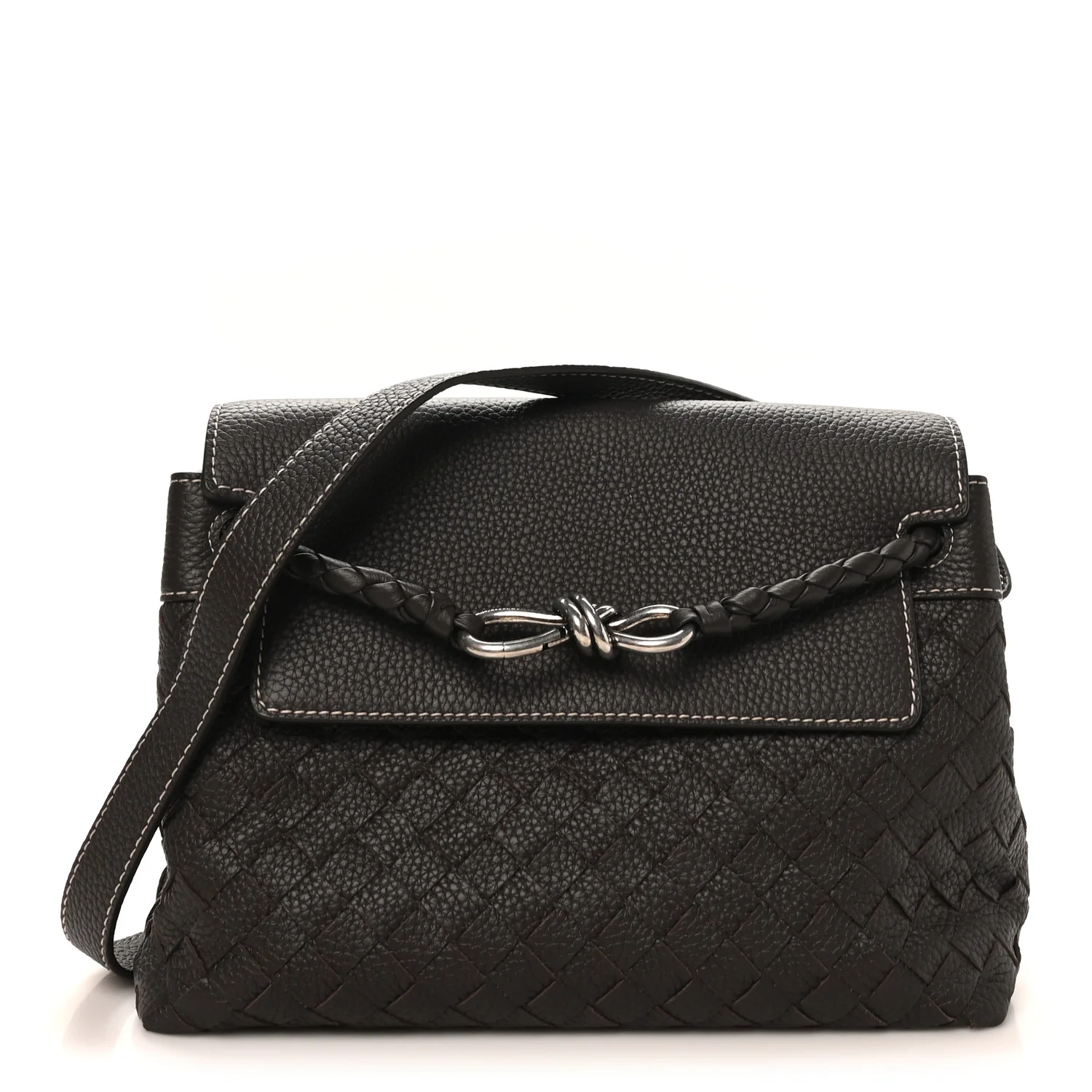 Grained Calfskin Intrecciato Small Andiamo Messenger Bag Fondant