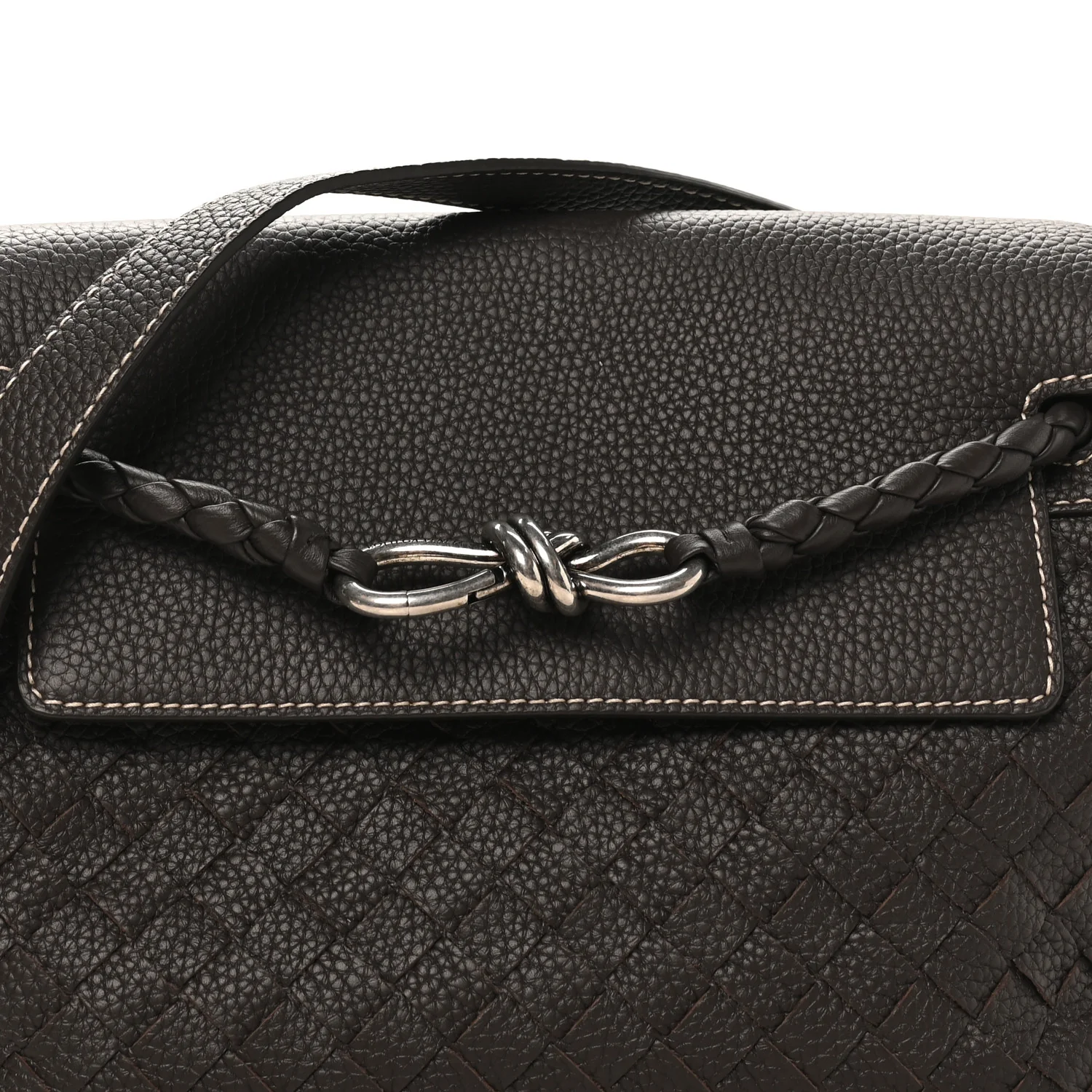 Grained Calfskin Intrecciato Small Andiamo Messenger Bag Fondant - Image 7
