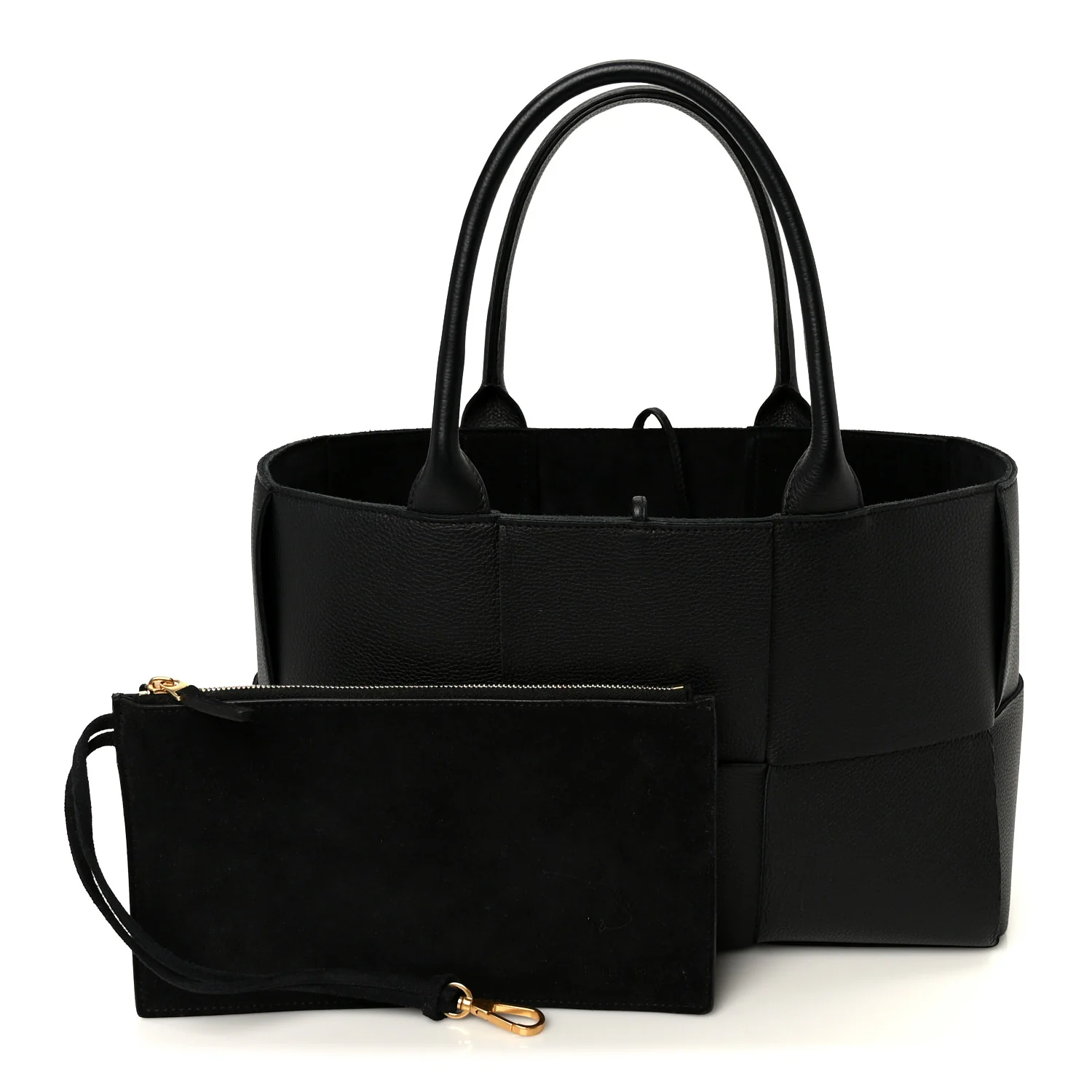 Grained Calfskin Intrecciato Small Arco Tote Black - Image 3