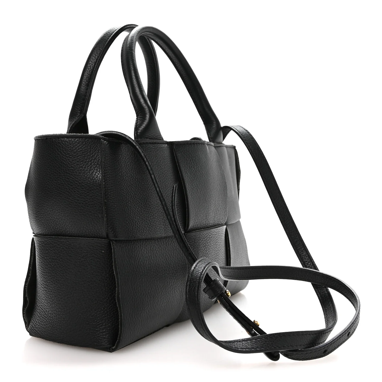 Grained Calfskin Maxi Intrecciato Mini Arco Tote Black - Image 4