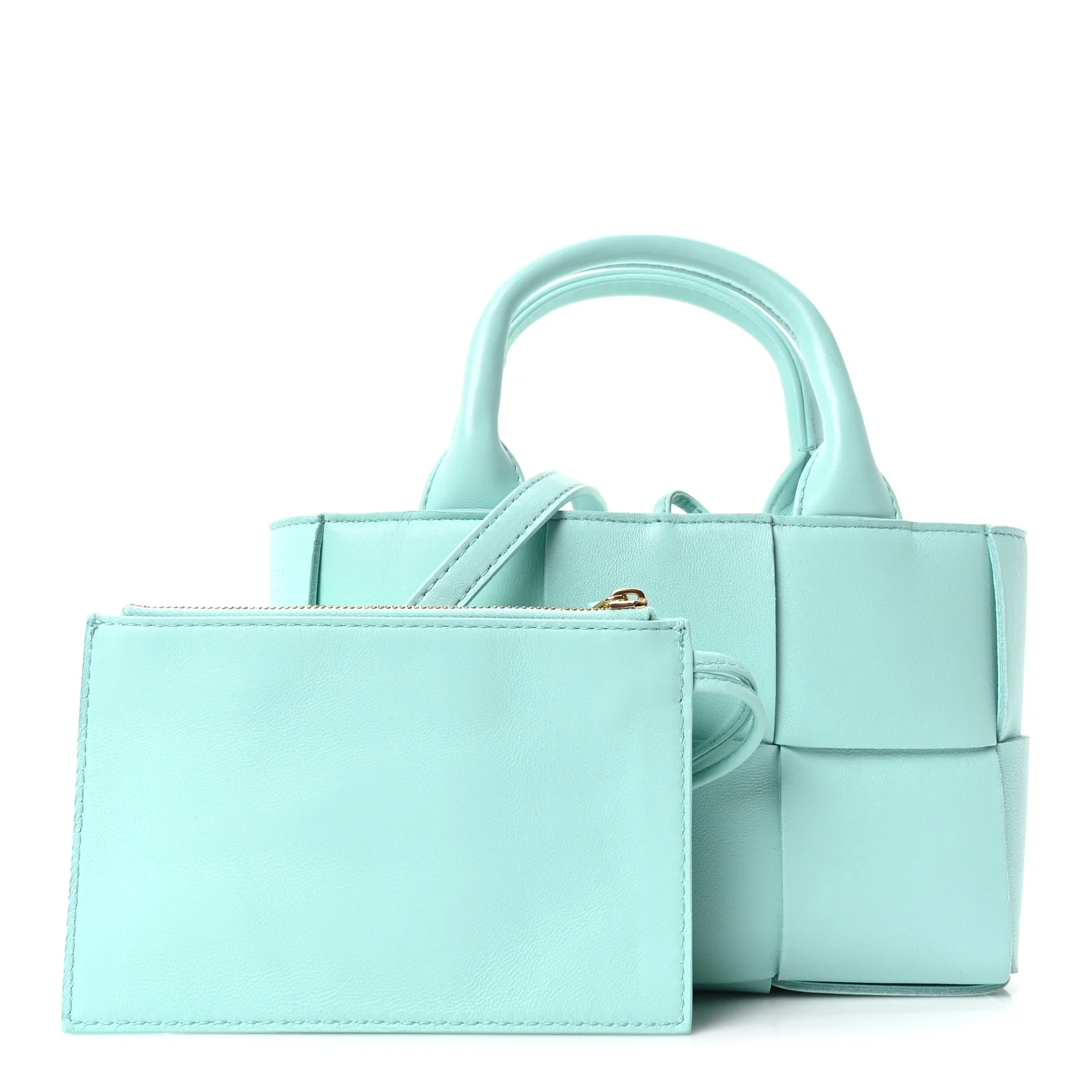 Grained Calfskin Maxi Intrecciato Small Arco Tote Pale Blue - Image 3