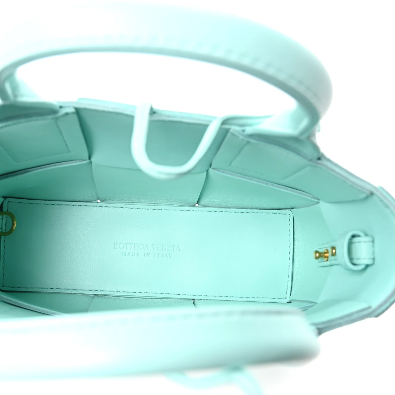 Grained Calfskin Maxi Intrecciato Small Arco Tote Pale Blue - Image 6