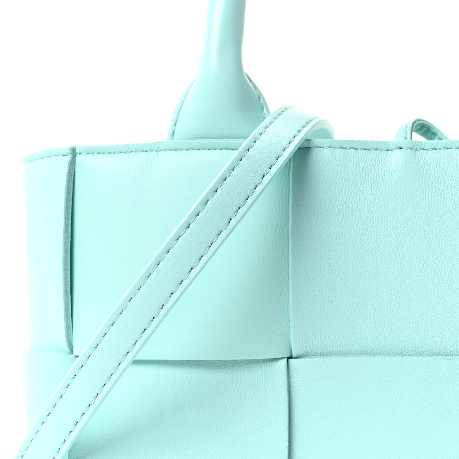 Grained Calfskin Maxi Intrecciato Small Arco Tote Pale Blue - Image 8