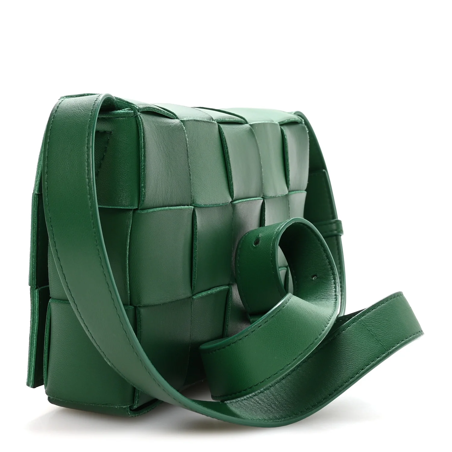 Lambskin Maxi Intrecciato Cassette Crossbody Bag Racing Green - Image 3