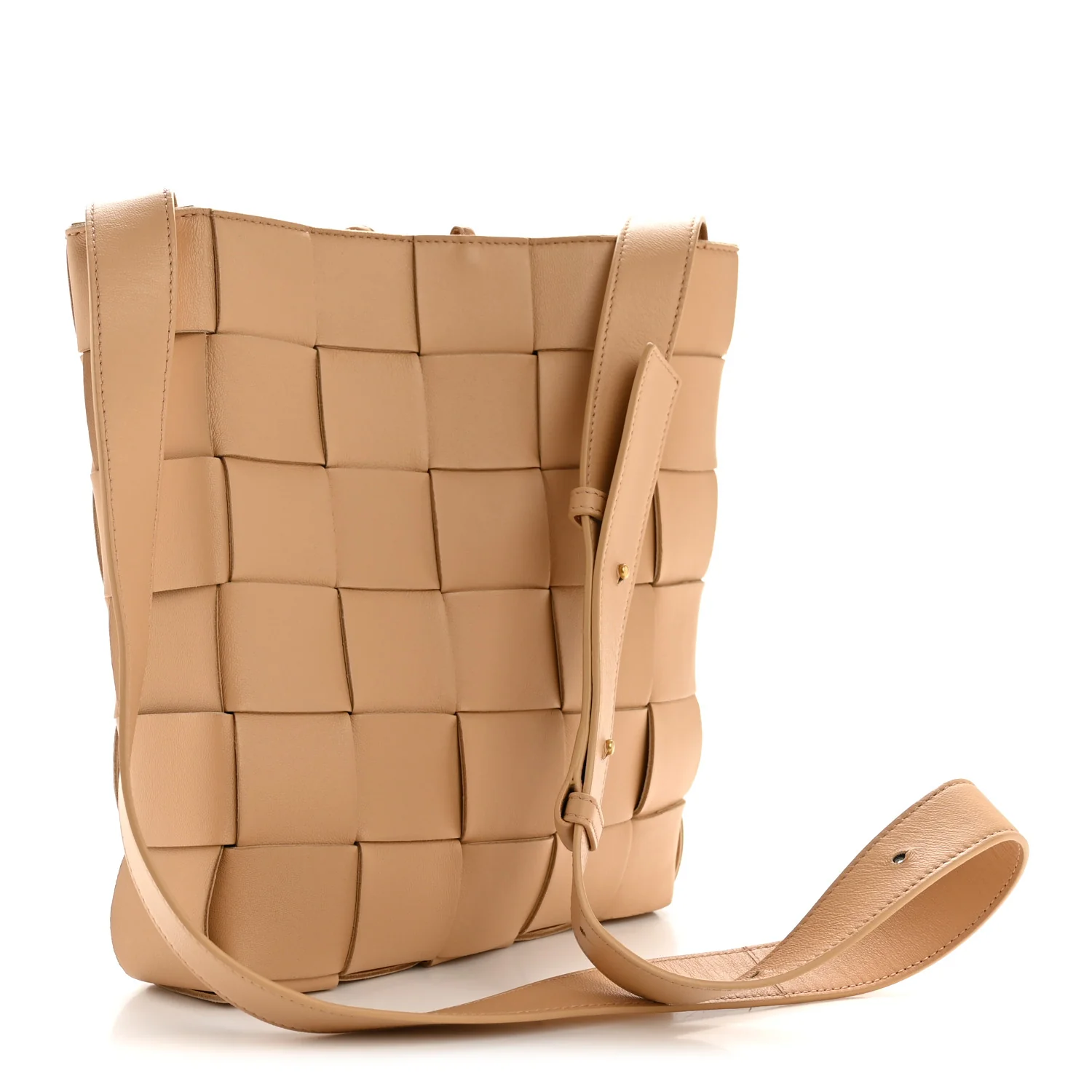 Lambskin Maxi Intrecciato Cassette Messenger Almond - Image 3