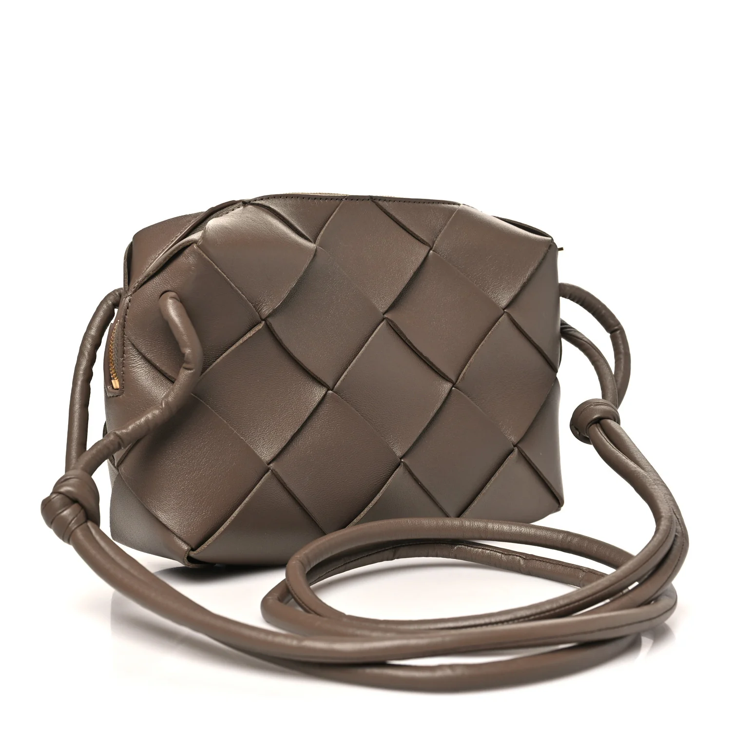 Lambskin Maxi Intrecciato Small Cassette Camera Bag Taupe Grey - Image 3