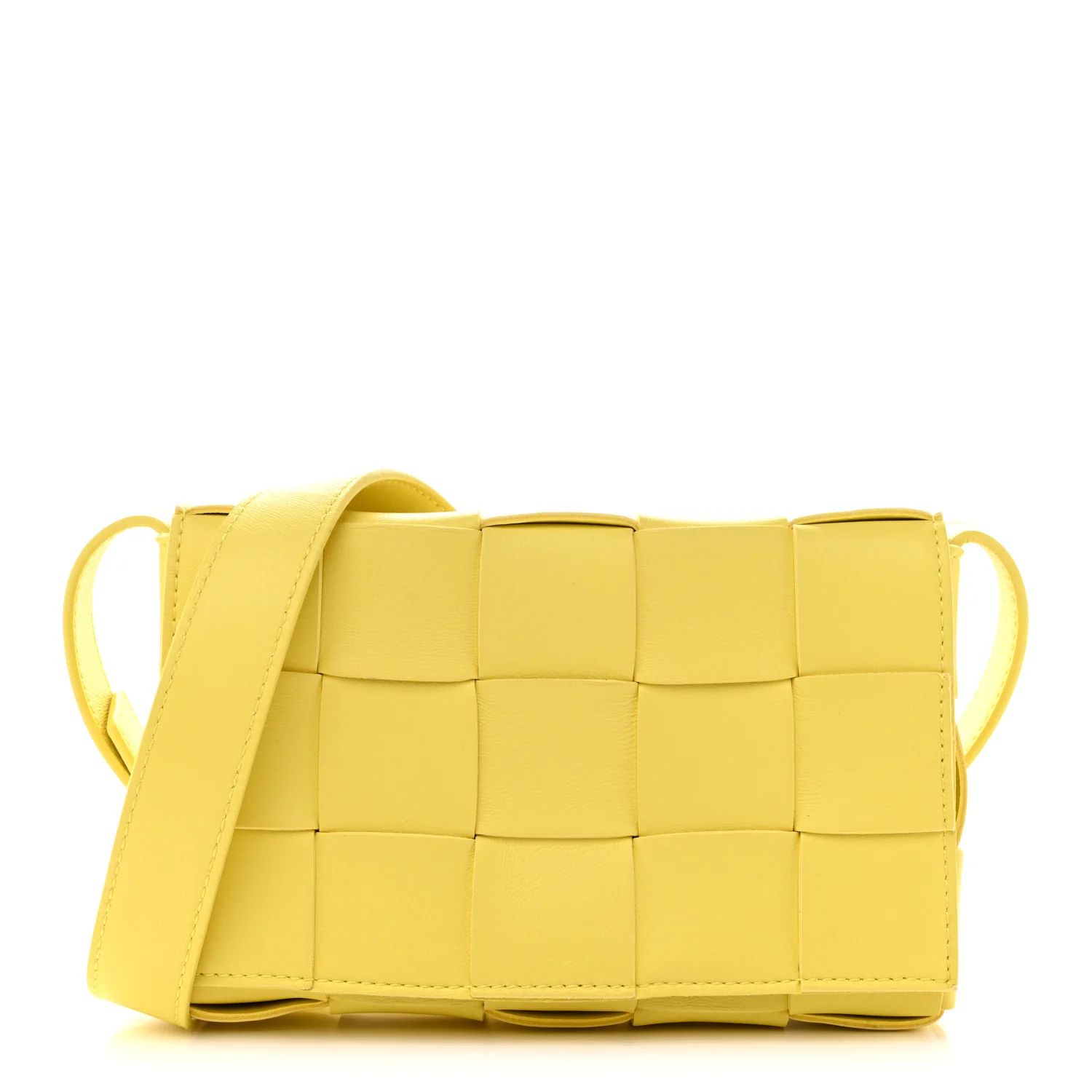 Lambskin Maxi Intrecciato Small Cassette Crossbody Bag Lemonade - Image 2
