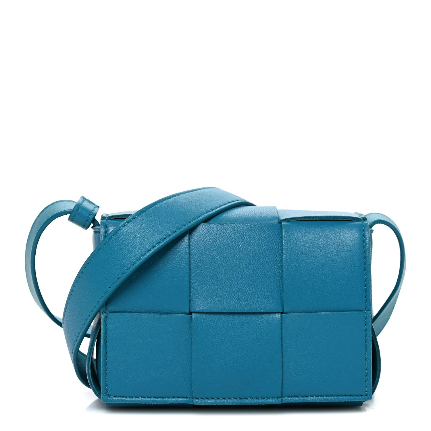 Lambskin Maxi Intreccio Candy Cassette Crossbody Bag Petrol Blue