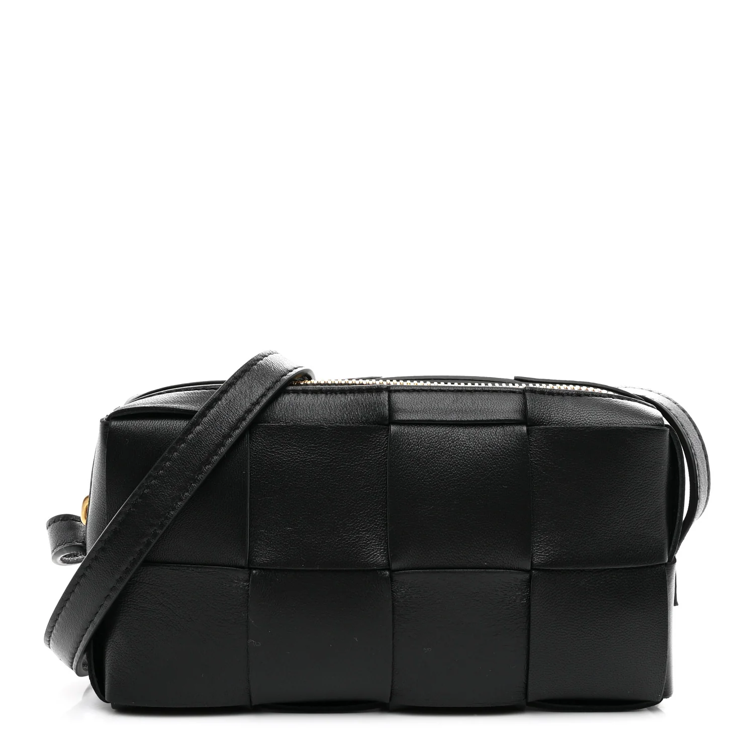 Lambskin Maxi Intreccio Cassette Phone Pouch Crossbody Bag Black