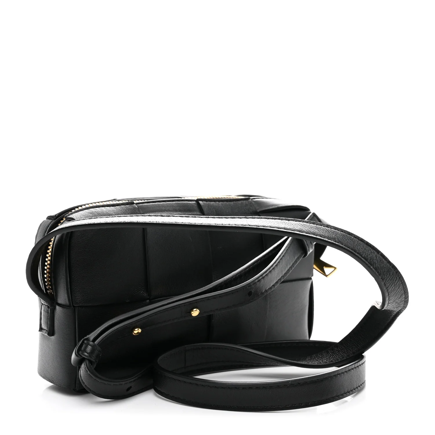 Lambskin Maxi Intreccio Cassette Phone Pouch Crossbody Bag Black - Image 3
