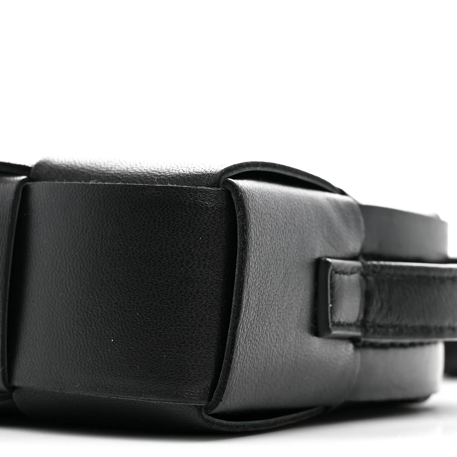 Lambskin Maxi Intreccio Cassette Phone Pouch Crossbody Bag Black - Image 9