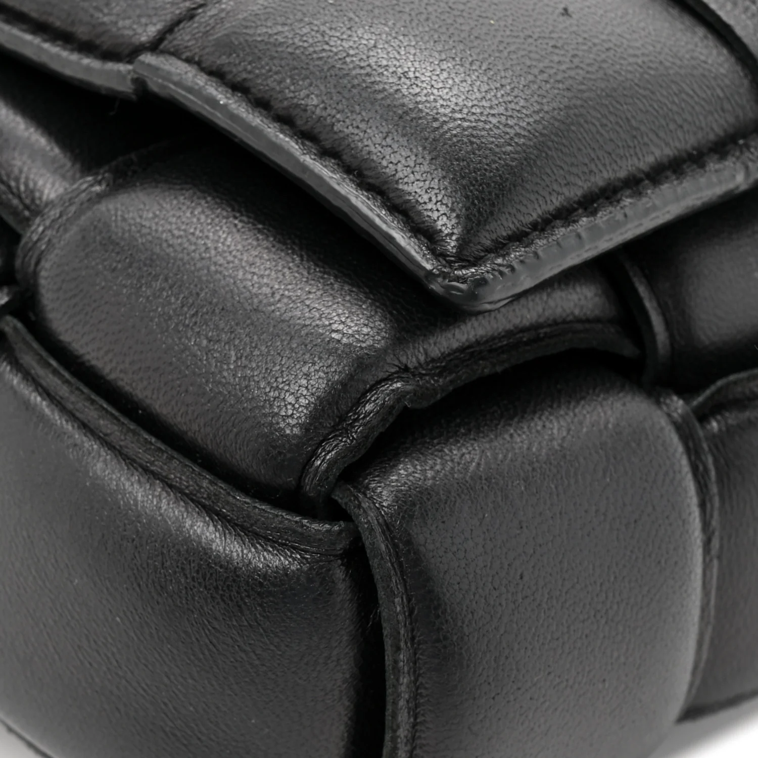 Lambskin Maxi Intreccio Padded Chain Cassette Crossbody Bag Black - Image 12