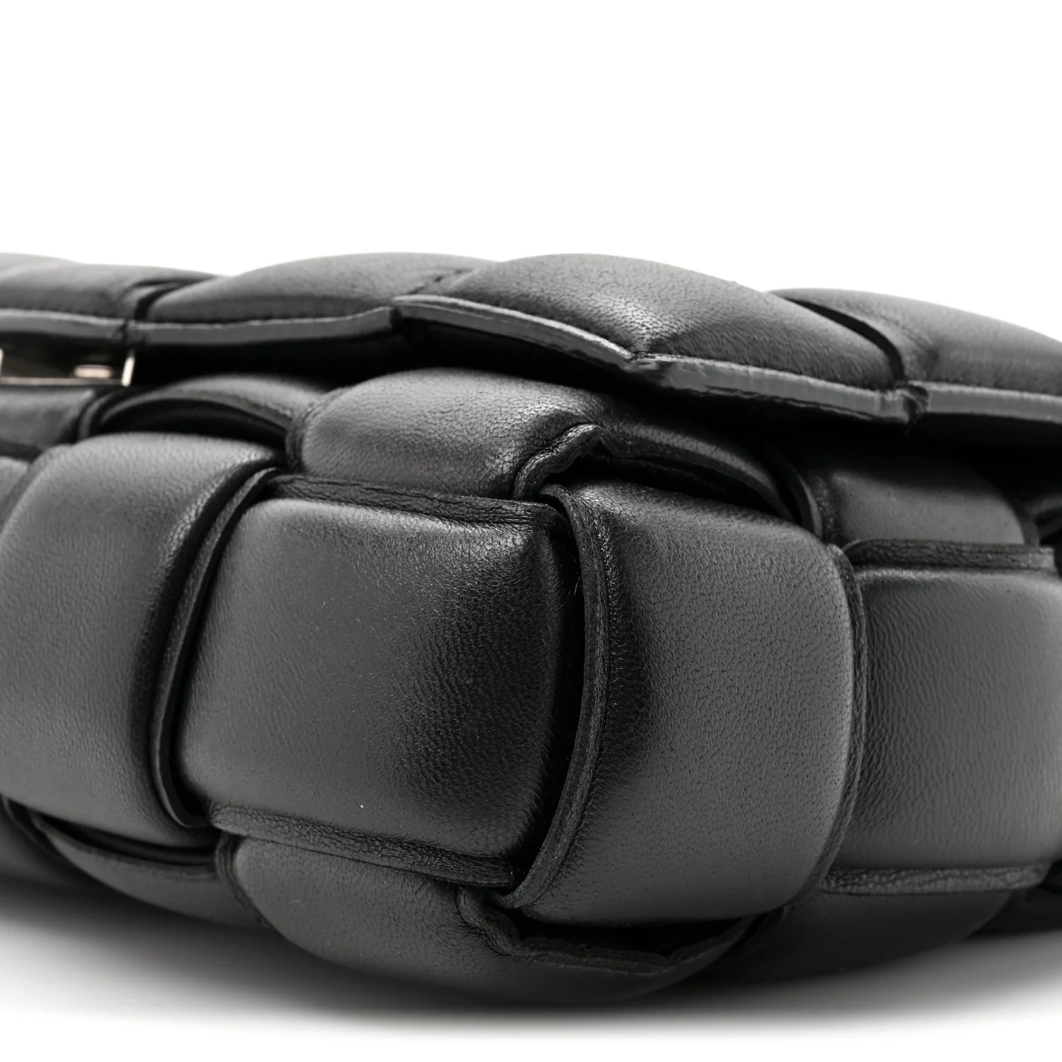 Lambskin Maxi Intreccio Padded Chain Cassette Crossbody Bag Black - Image 9