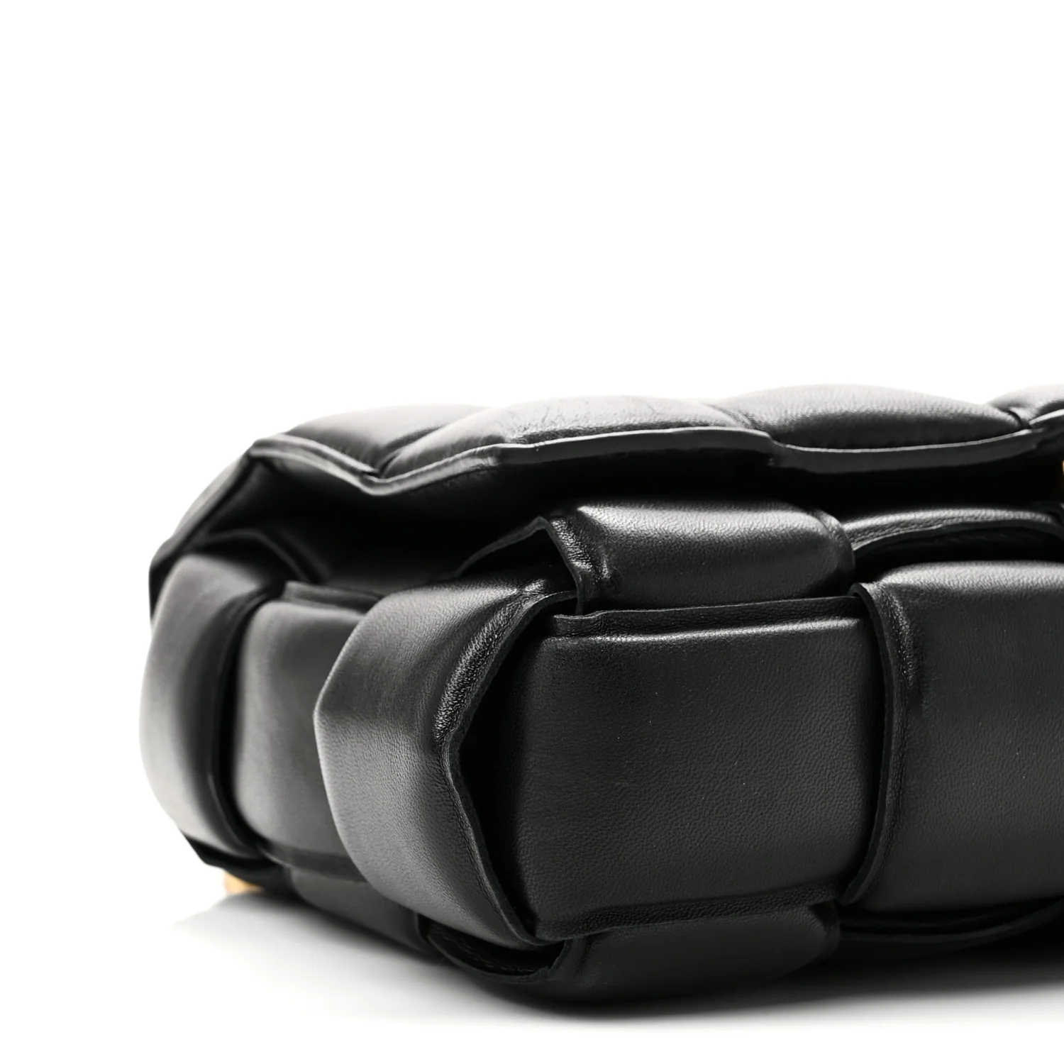 Lambskin Maxi Intreccio Padded Chain Cassette Crossbody Bag Black - Image 8