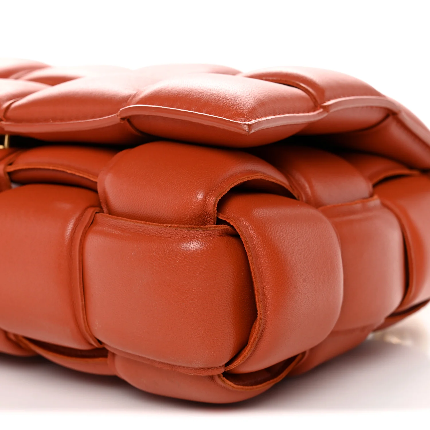 Lambskin Maxi Intreccio Padded Chain Cassette Crossbody Bag Clay - Image 9