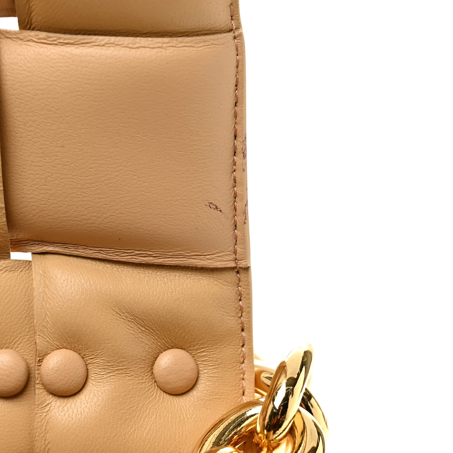 Lambskin Maxi Intreccio Padded Chain Cassette Crossbody Bag Porridge - Image 11