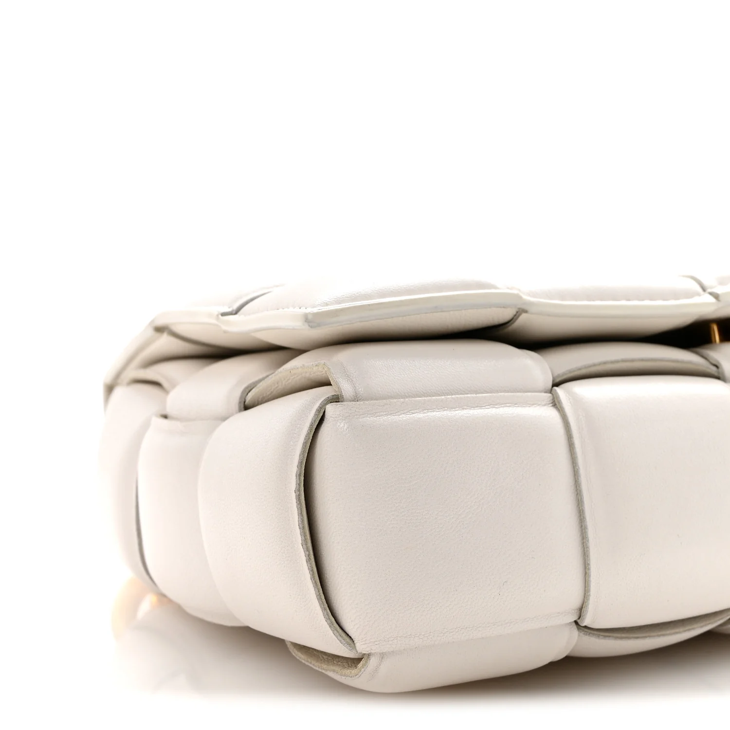 Lambskin Maxi Intreccio Padded Chain Cassette Crossbody Bag White - Image 8