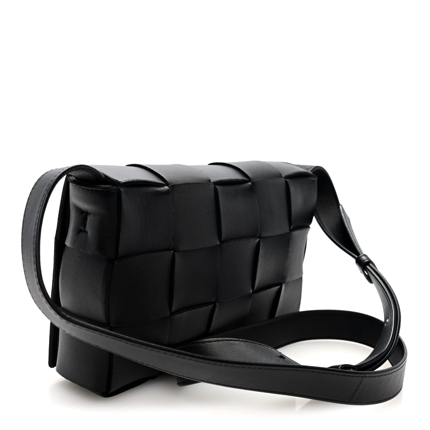 Lambskin Maxi Intreccio Small Cassette Crossbody Bag Black - Image 3