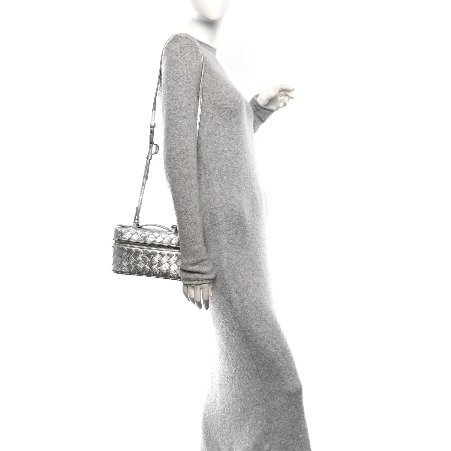 Laminated Nappa Intrecciato Bang Bang Vanity Case Silver - Image 2
