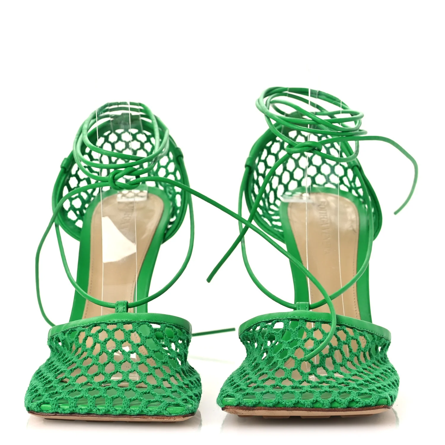 Mesh Nappa Stretch Ankle Tie 90mm Sandals 40 Grass - Image 3