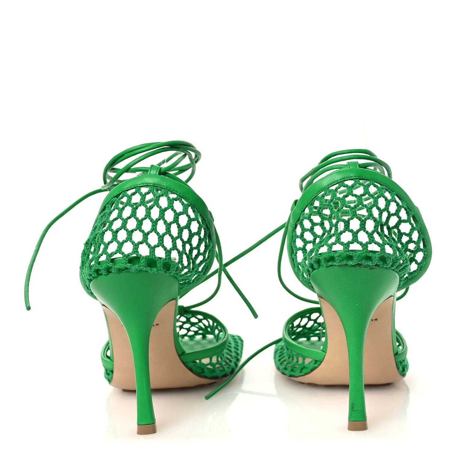 Mesh Nappa Stretch Ankle Tie 90mm Sandals 40 Grass - Image 6