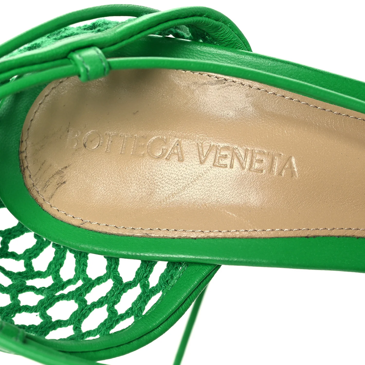 Mesh Nappa Stretch Ankle Tie 90mm Sandals 40 Grass - Image 9