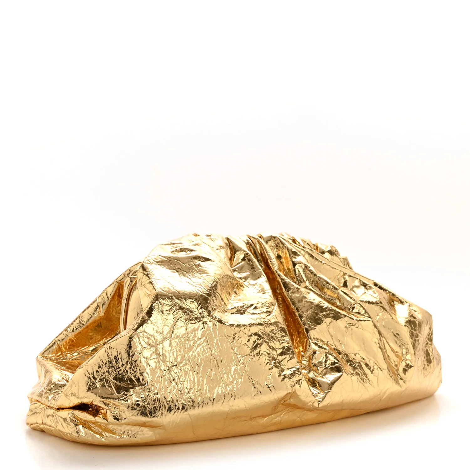Metallic Crinkled Lambskin The Pouch Oversized Clutch Oro - Image 3