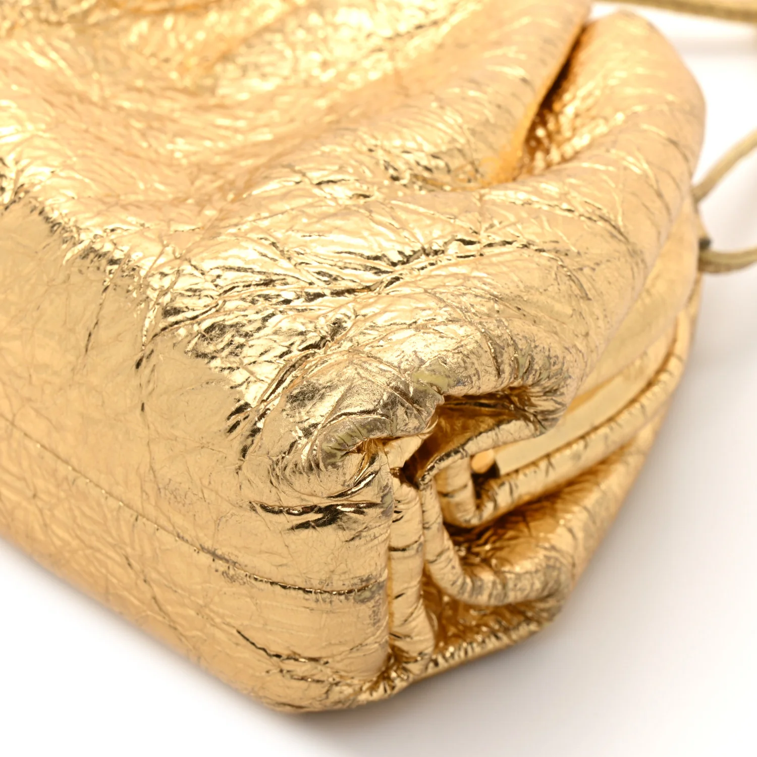 Metallic Crushed Calfskin The Mini Pouch Gold - Image 12