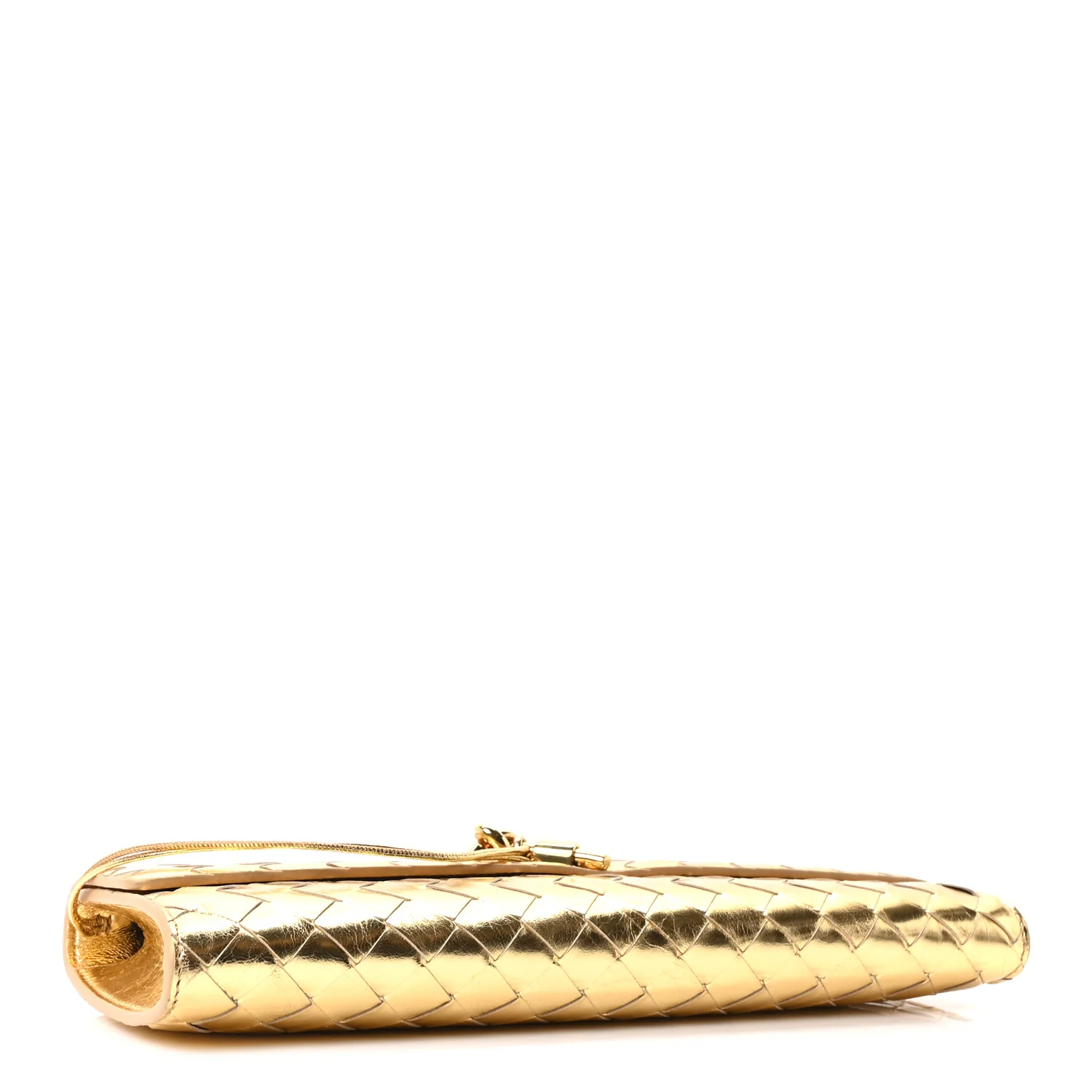 Metallic Lambskin Intrecciato Long Andiamo Top Handle Clutch Gold - Image 5