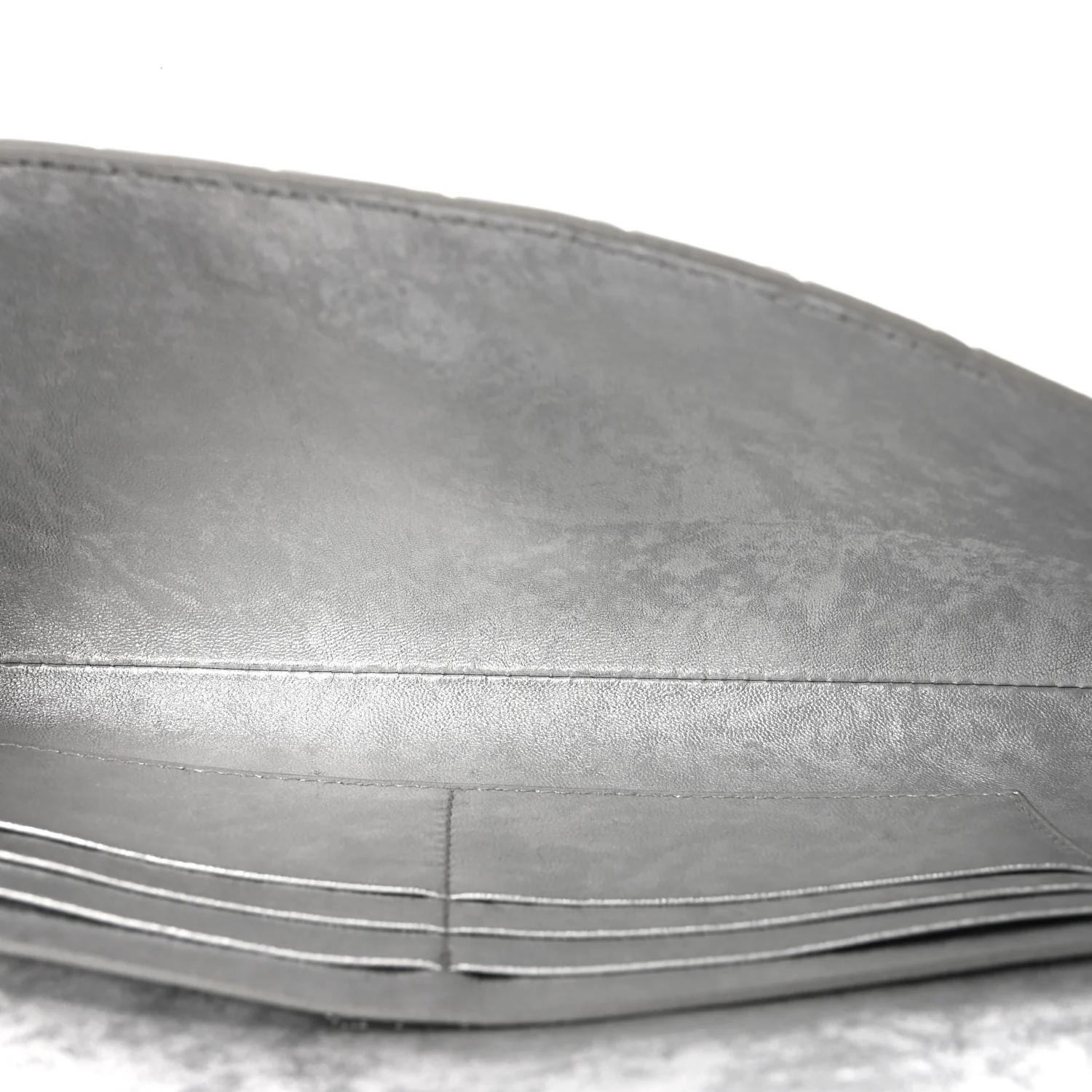Metallic Lambskin Intrecciato Long Andiamo Top Handle Clutch Silver - Image 5