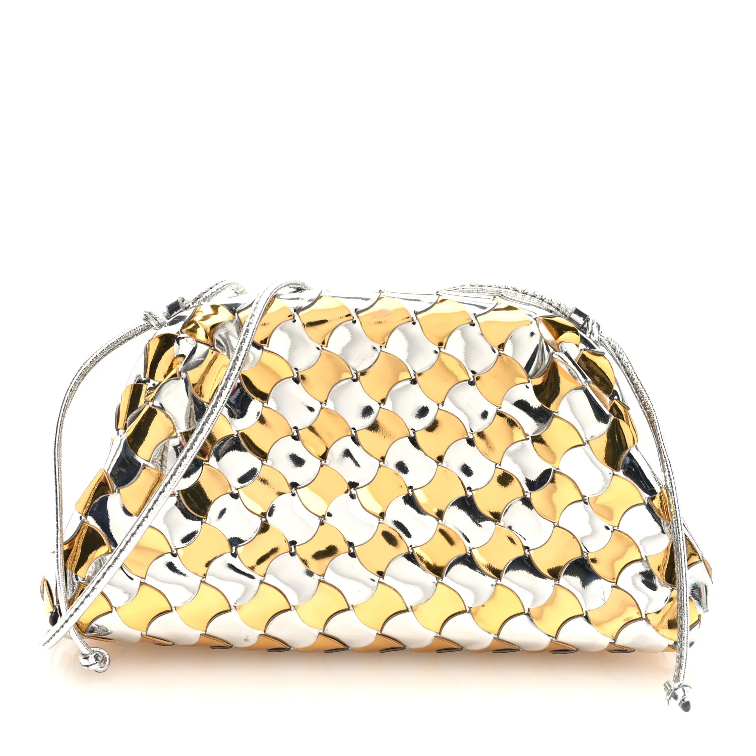 Metallic Lambskin Intrecciato The Mini Pouch Silver Gold