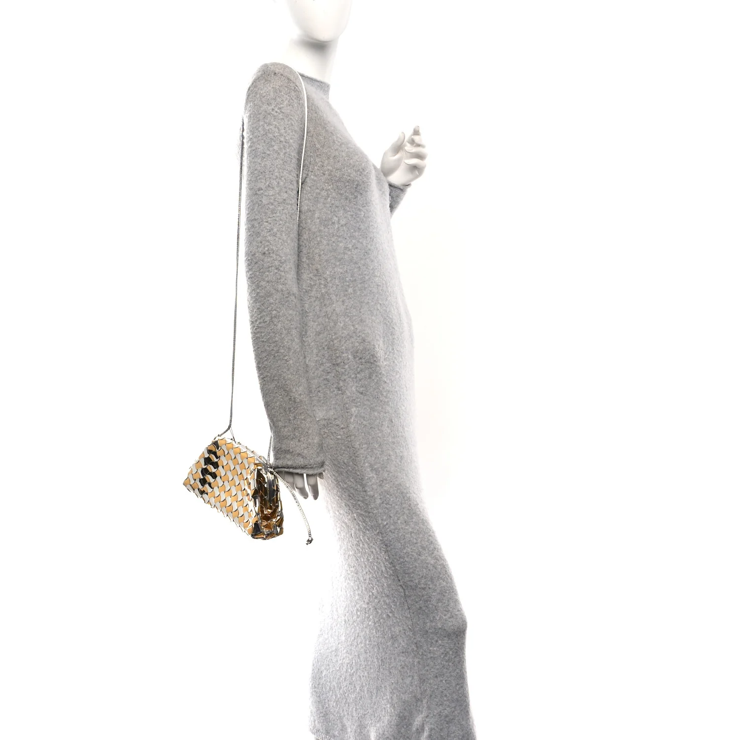 Metallic Lambskin Intrecciato The Mini Pouch Silver Gold - Image 2
