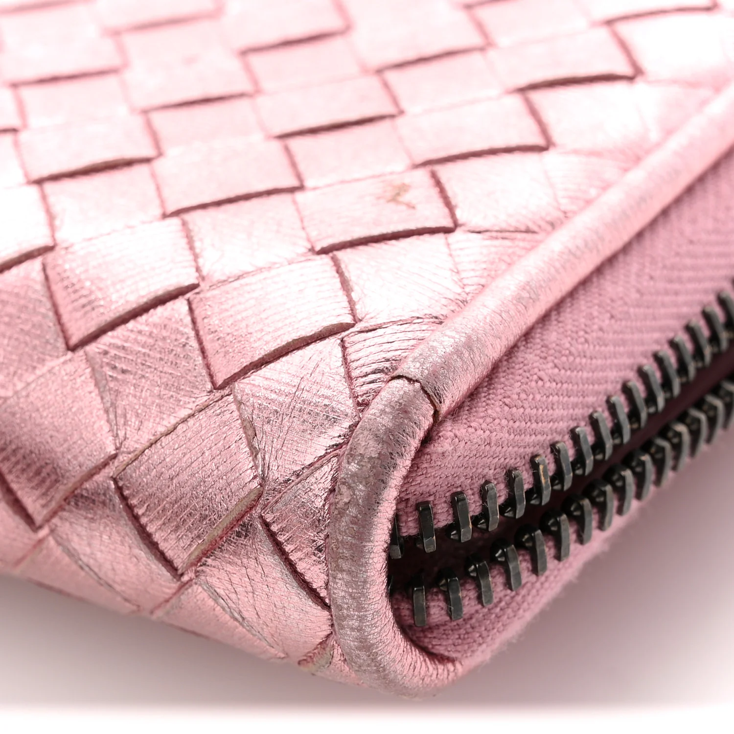 Metallic Nappa Intrecciato Zip Around Wallet Pink - Image 9