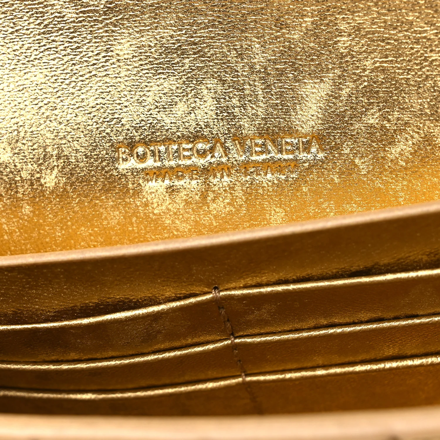 Metallic Satin Lambskin Intrecciato Long Andiamo Top Handle Clutch Gold - Image 6