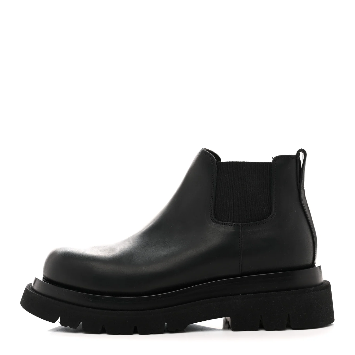 Military Calfskin Lug Chelsea Ankle Boots 41 Black