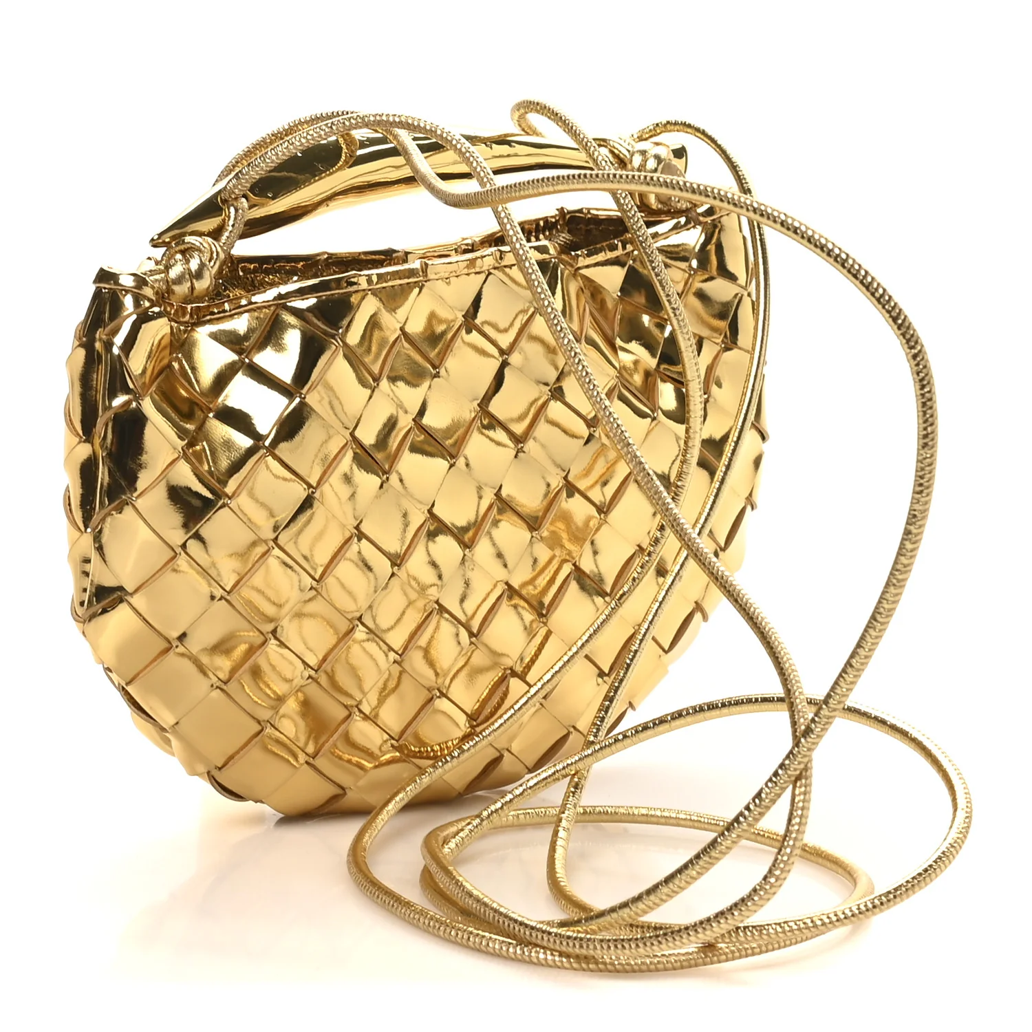 Mirror Laminated Nappa Intrecciato Mini Sardine Bag Gold - Image 3