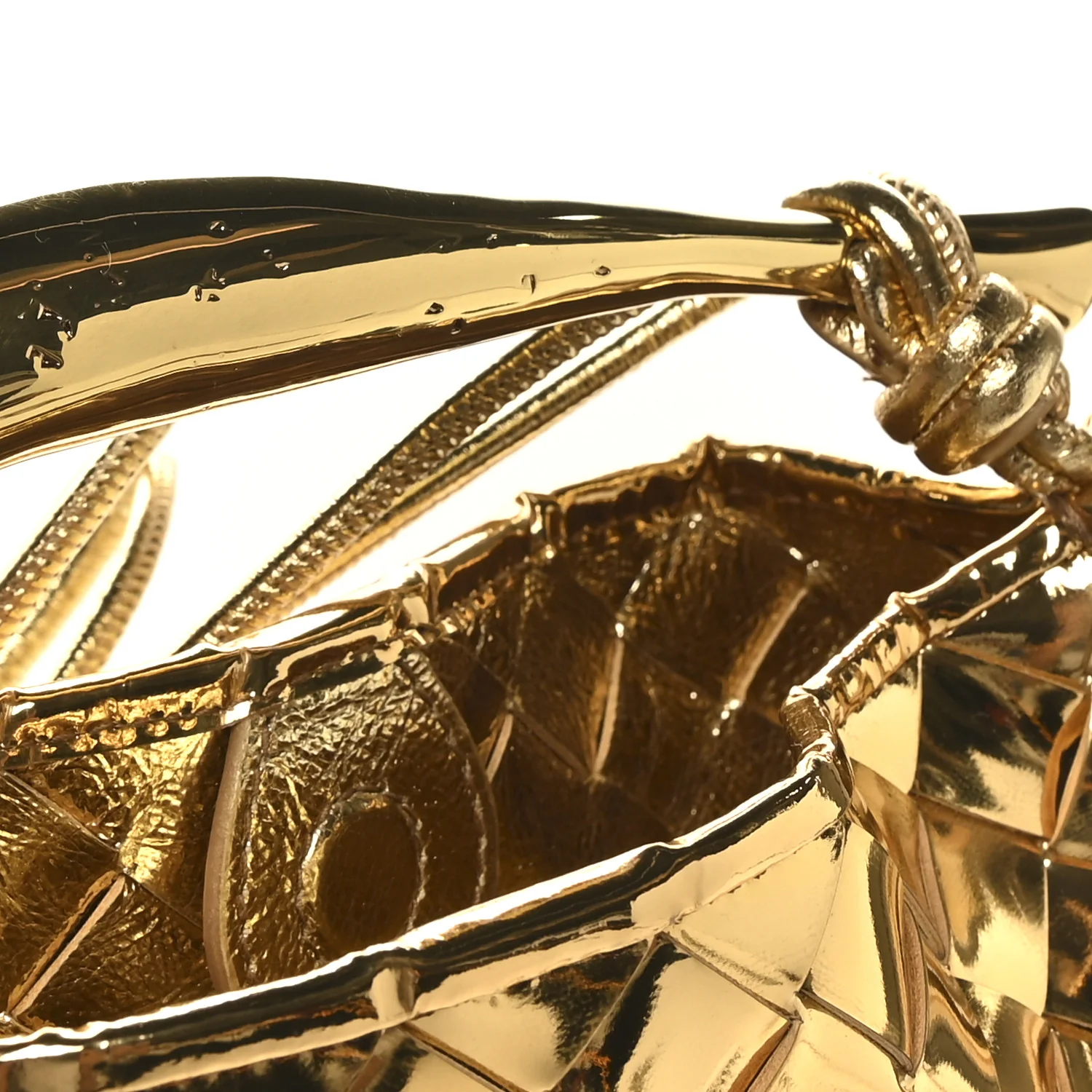 Mirror Laminated Nappa Intrecciato Mini Sardine Bag Gold - Image 6