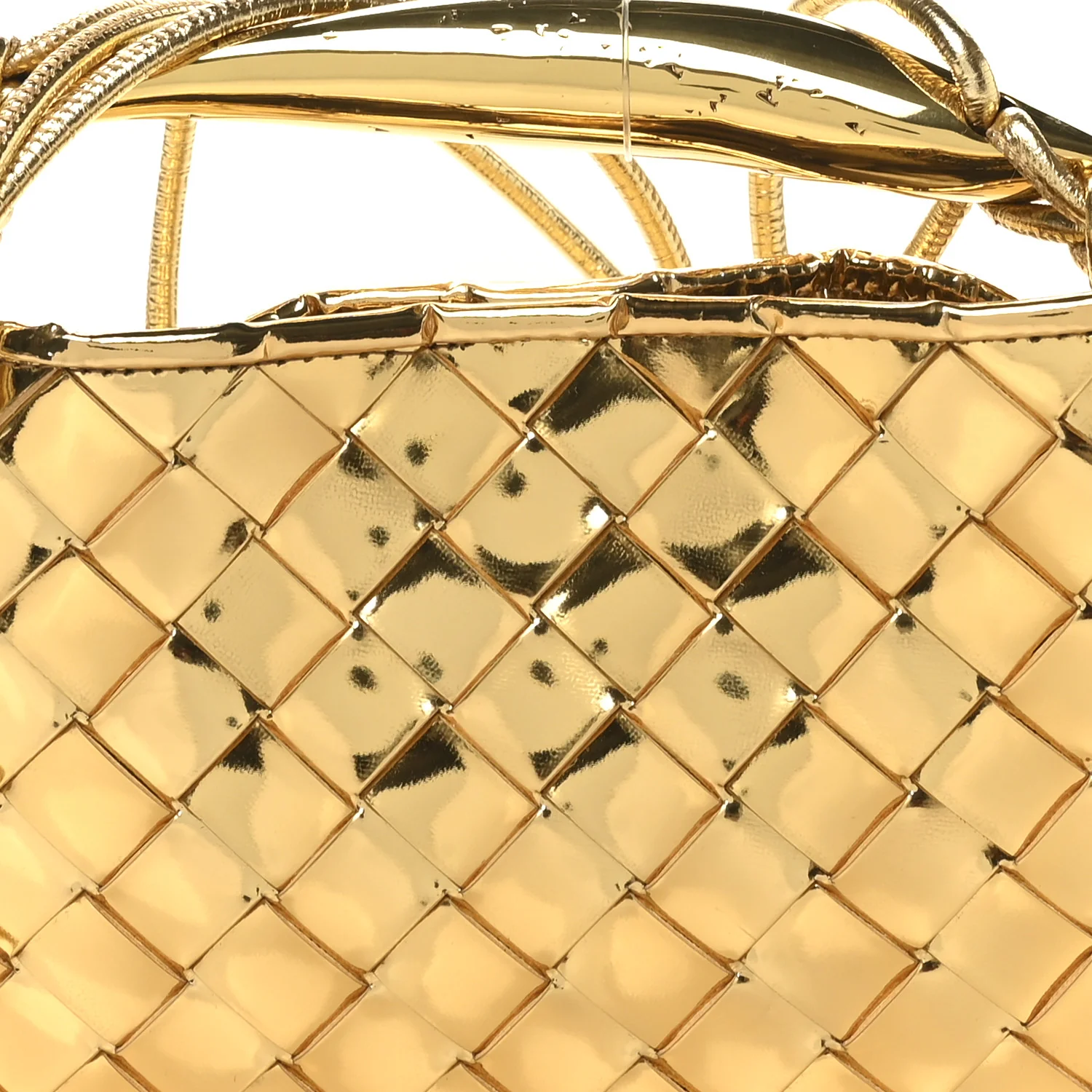 Mirror Laminated Nappa Intrecciato Mini Sardine Bag Gold - Image 8