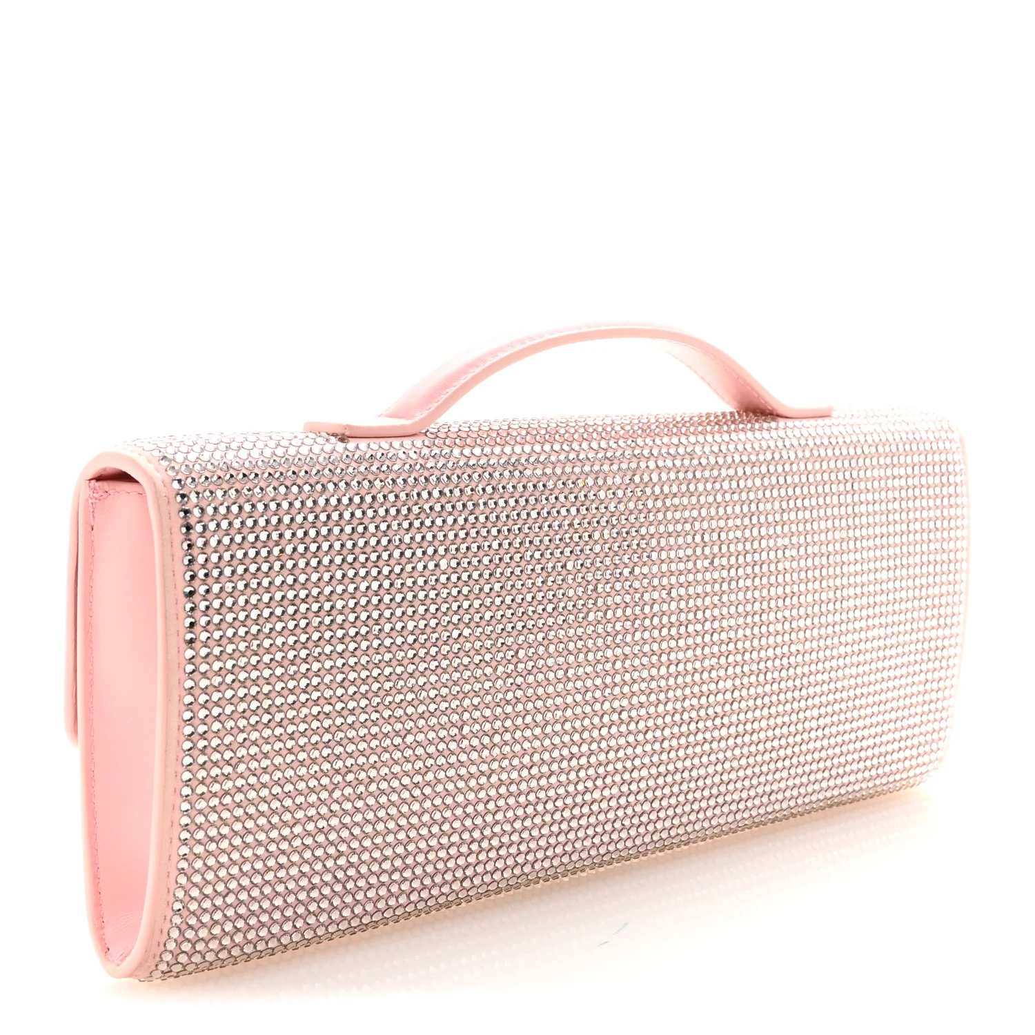 Nappa Crystal Long Andiamo Top Handle Clutch Rose - Image 3