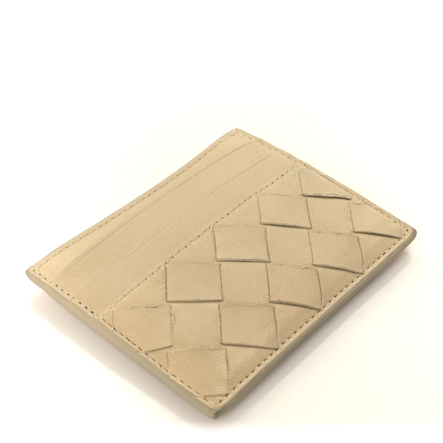 Nappa Intrecciato Card Holder Porridge - Image 4
