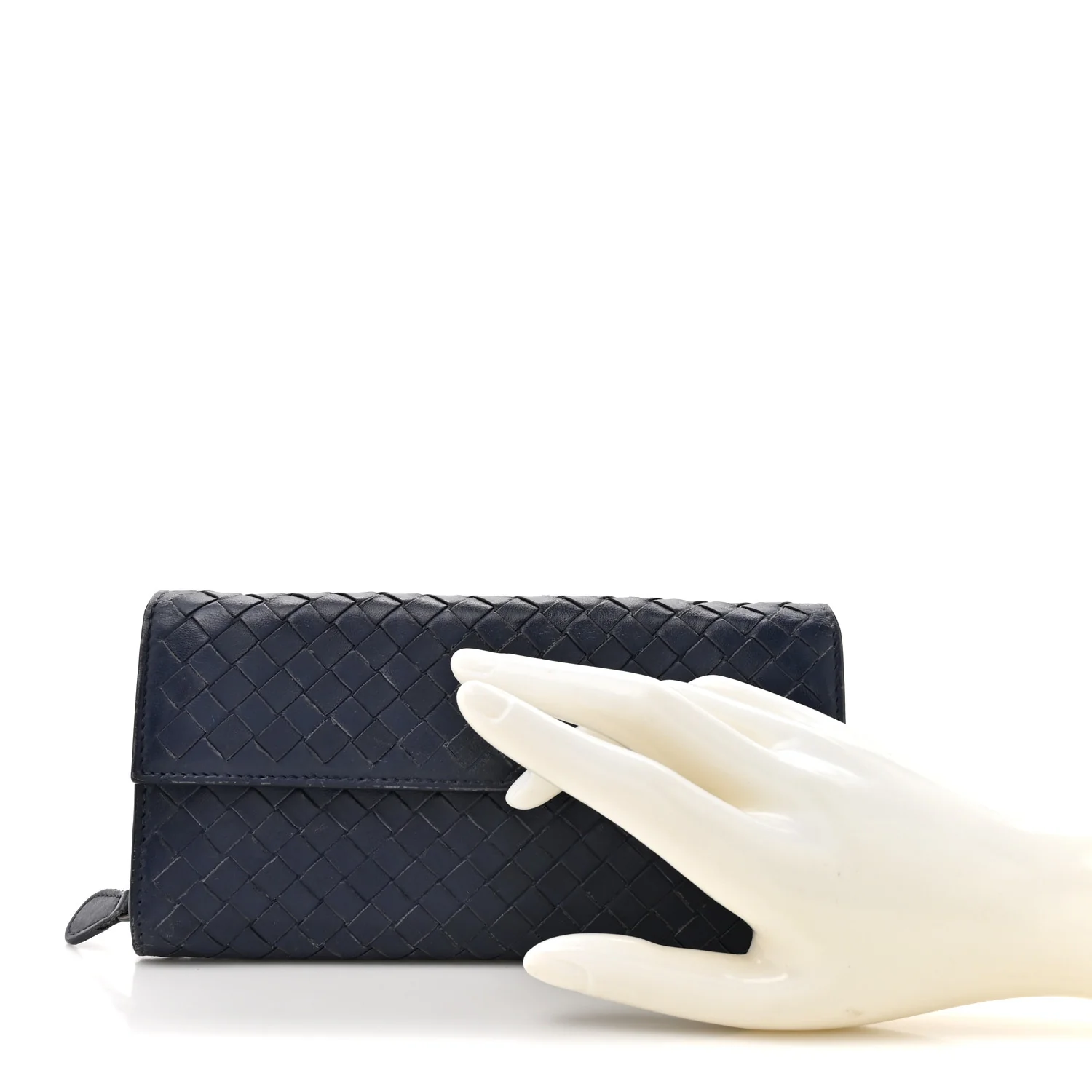 Nappa Intrecciato Continental Flap Wallet Dark Blue - Image 2