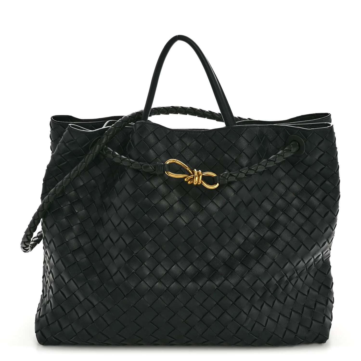 Nappa Intrecciato Large Andiamo Shoulder Bag Inkwell