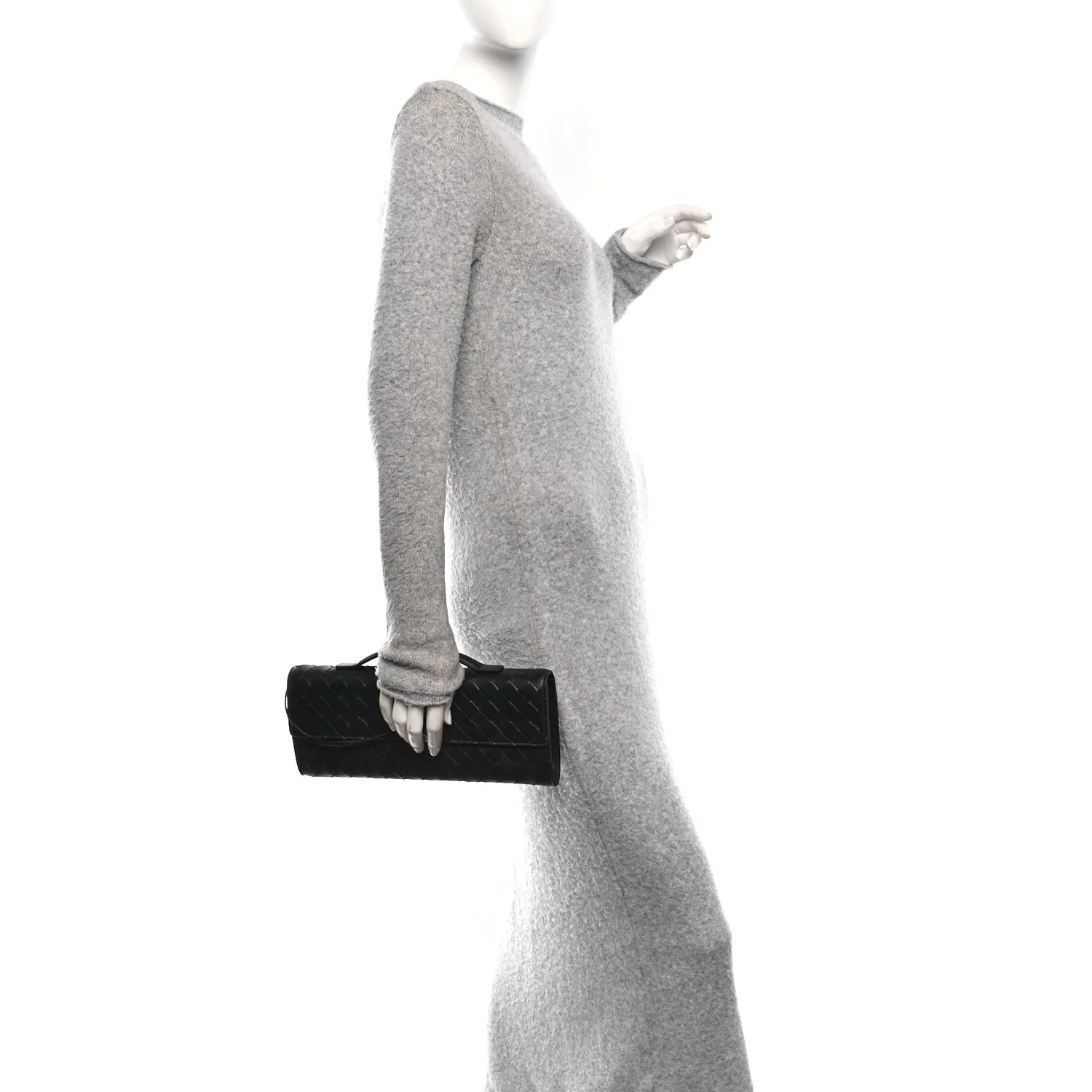 Nappa Intrecciato Long Andiamo Top Handle Clutch Black - Image 2